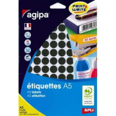 Etikety kruhov 15mm Agipa A5 ierne