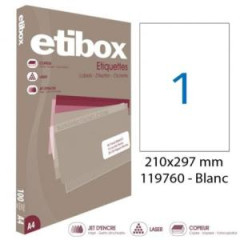 Etikety univerzlne 210x297mm Etibox A4 100 hrkov