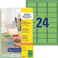 Etikety Avery odnmaten 63,5x33,9 mm, zelen