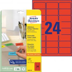 Etikety Avery odnmaten 63,5x33,9 mm, erven