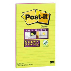 Bloek Post-it Super Sticky 127 mm x 203 mm XXXL linajkov zelenej a fuchsiovej farby