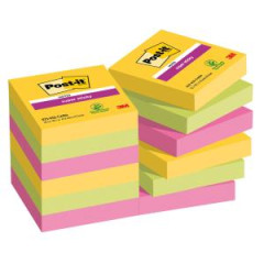 Bloky Post-it Super Sticky CARNIVAL, vekos 47,6 x 47,6 mm, 12 blokov po 90 lstkov