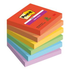 Bloek Post-it Super Sticky PLAYFUL, vekos 76x76 mm, 6 blokov po 90 lstkov