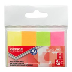 Samolepiace zloky Office Products 20x50mm neon 4x50 lstkov