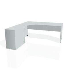 Pracovn stl Gate, ergo, prav, 180x75,5x200 cm, siv/siv