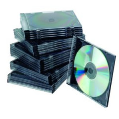 Obal Slim na CD/DVD Q-CONNECT z plastu ierny/priehadn, 25ks