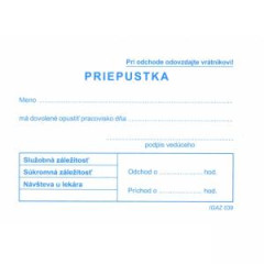 Priepustka A7, 100 listov