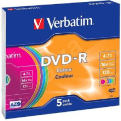 Verbatim DVD-R colour 4,7GB slimbox